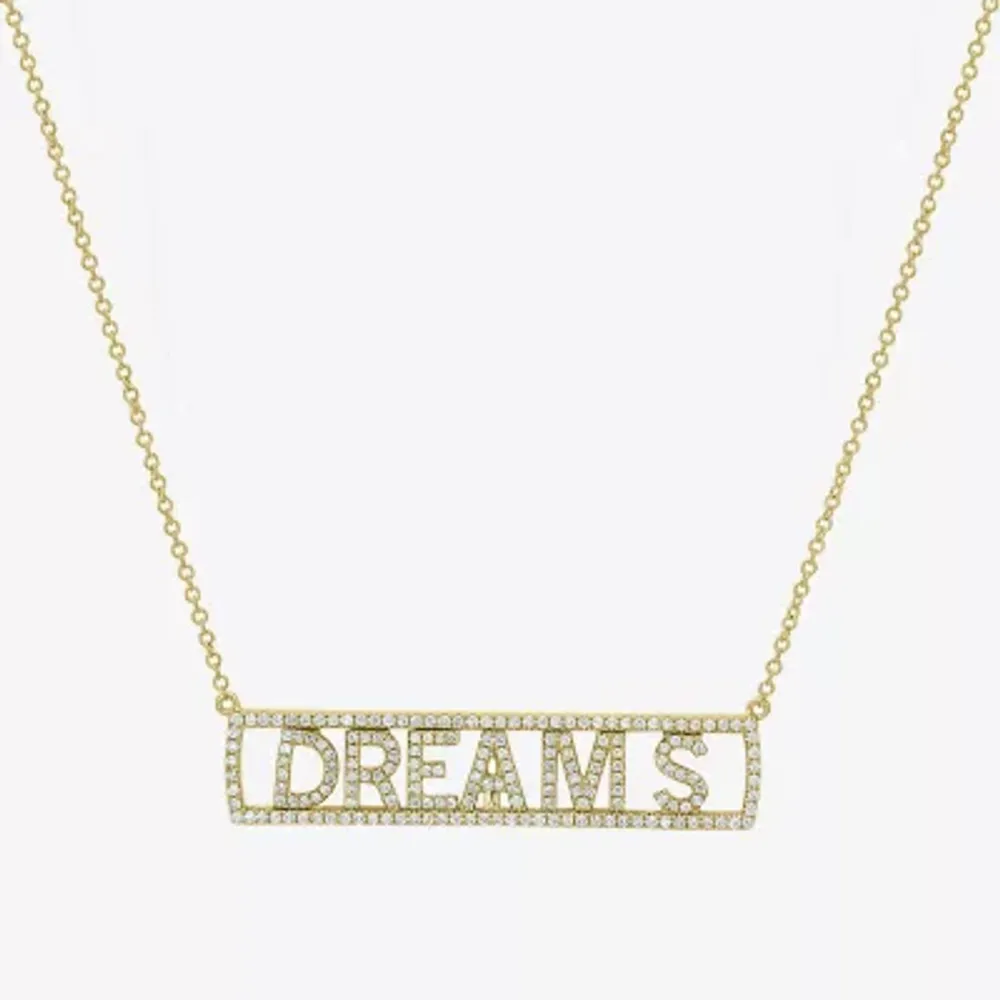 "Dreams" Womens 1/2 CT. T.W. Natural White Diamond 14K Gold Bar 15 Inch Pendant Necklace