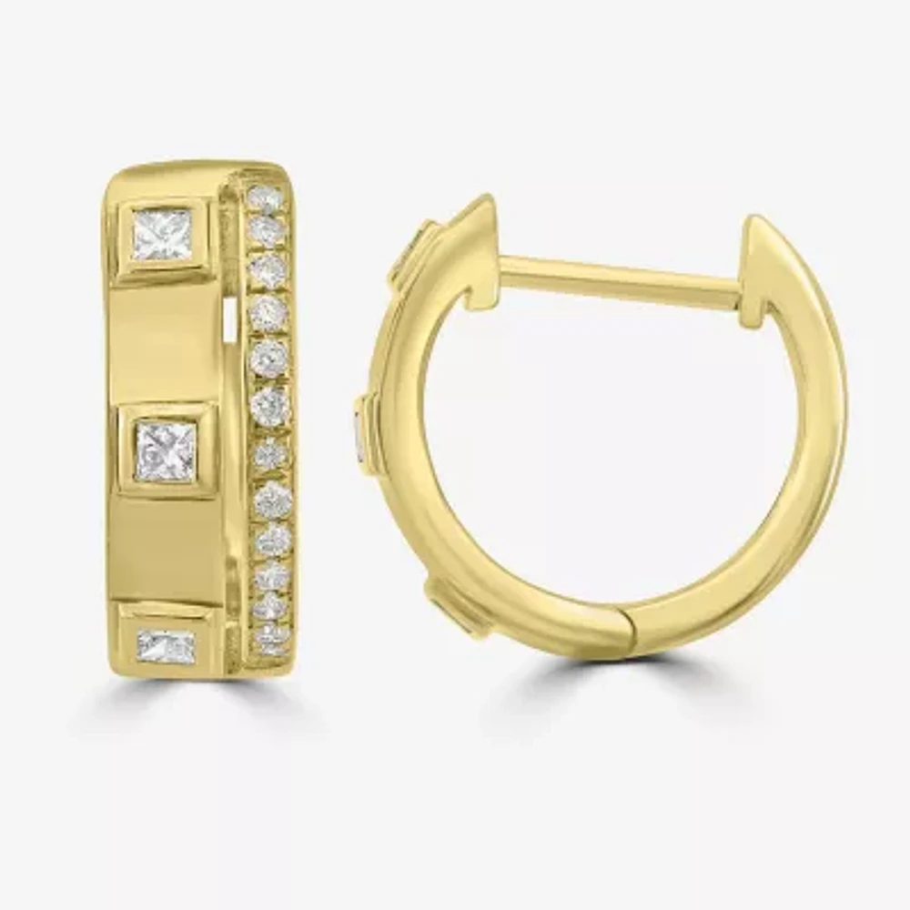 Womens 1/3 CT. T.W. Natural White Diamond 14K Gold 14mm Hoop Earrings