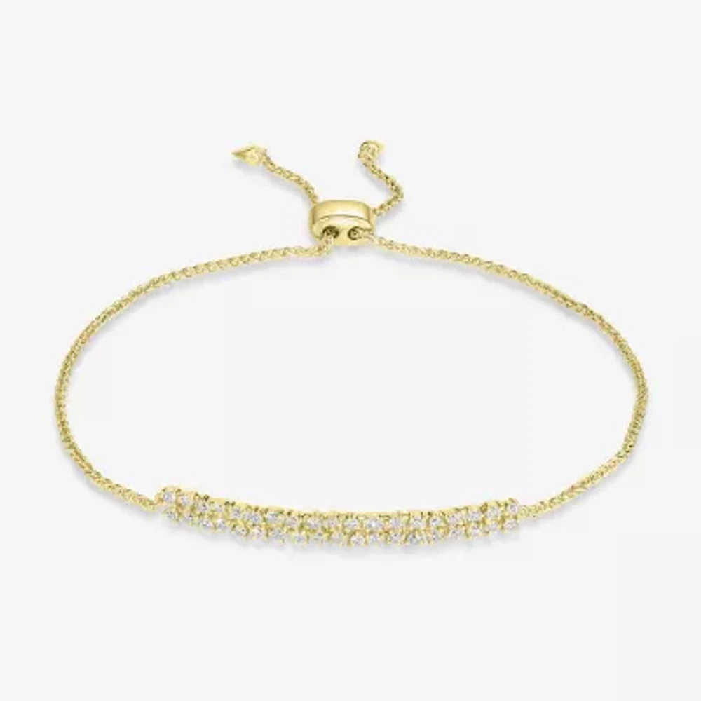 Womens 1/2 CT. T.W. Natural White Diamond 14K Gold Bar Bolo Bracelet