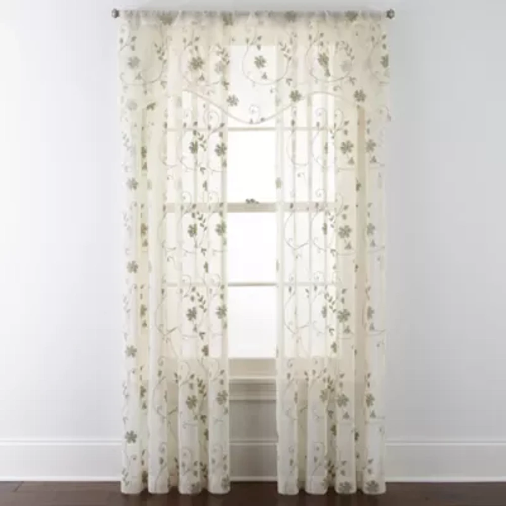 JCPenney Home Malta Rod Pocket Sheer Single Curtain Panel