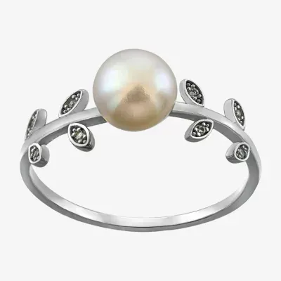 Silver Treasures Womens 20MM Cubic Zirconia Sterling Silver Delicate Band