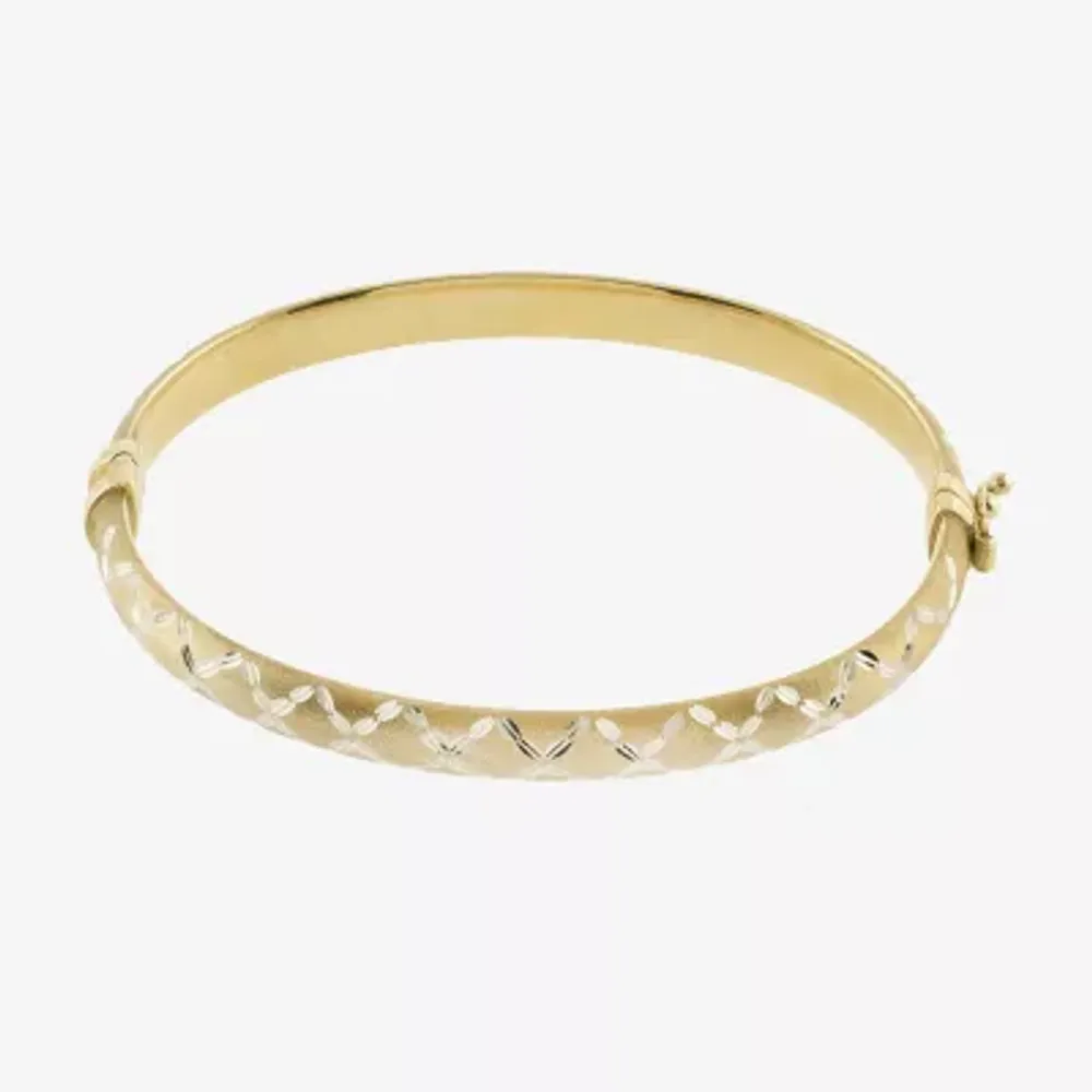 Diamond Cut Womens 14K Two Tone Gold Over Silver Bangle Bracelet