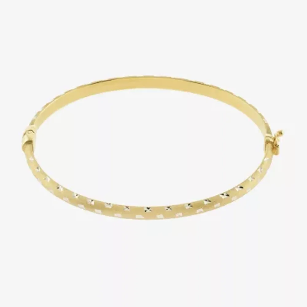 Diamond Cut Womens 14K Two Tone Gold Over Silver Bangle Bracelet