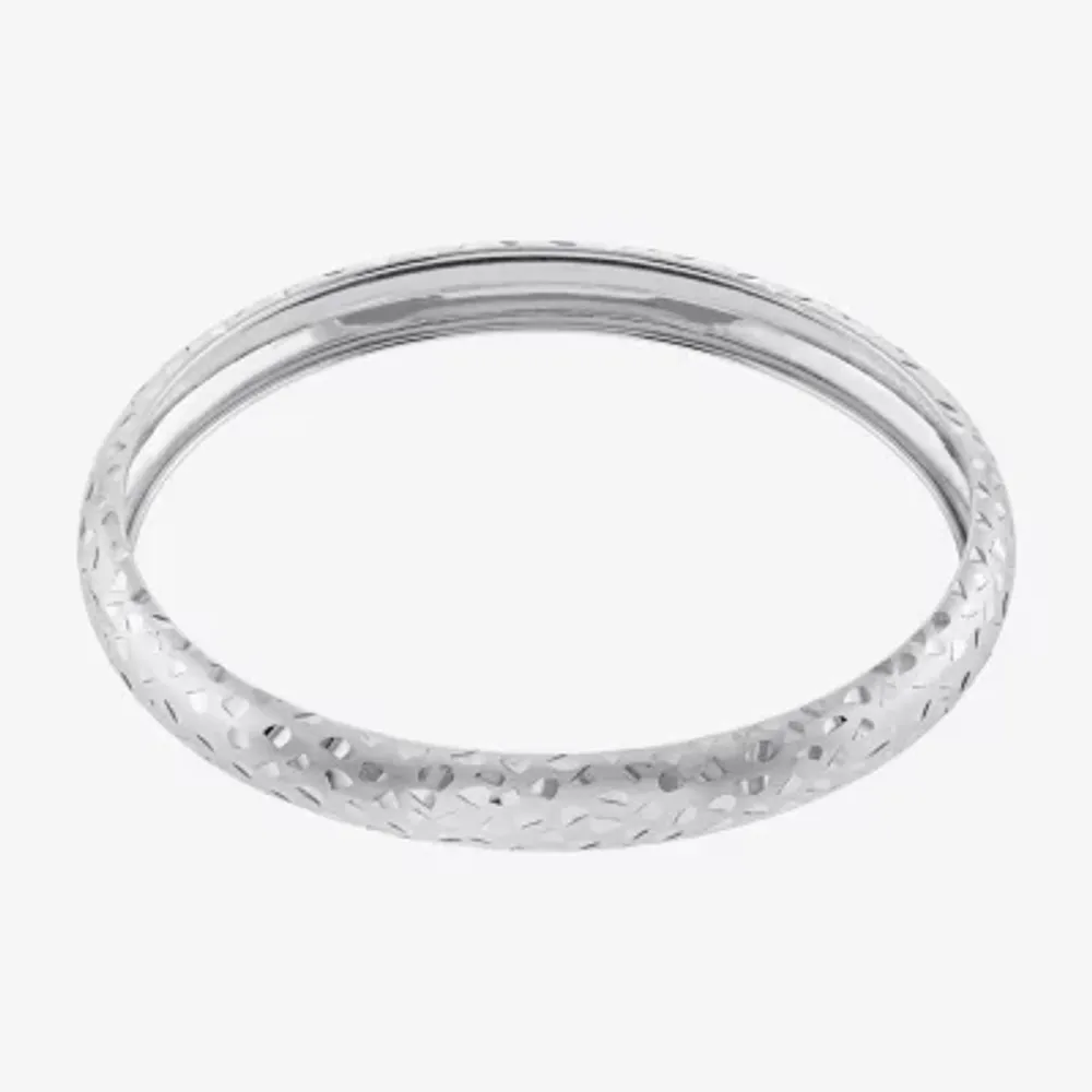 Diamond Cut Womens Sterling Silver Bangle Bracelet