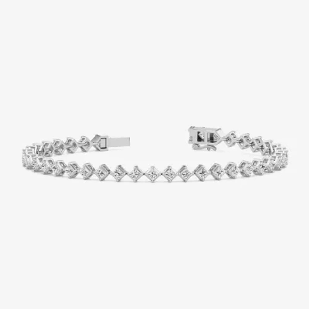F / Si2) Womens 5 CT. T.W. Lab Grown White Diamond 10K White Gold Diamond 7.5 Inch Tennis Bracelet