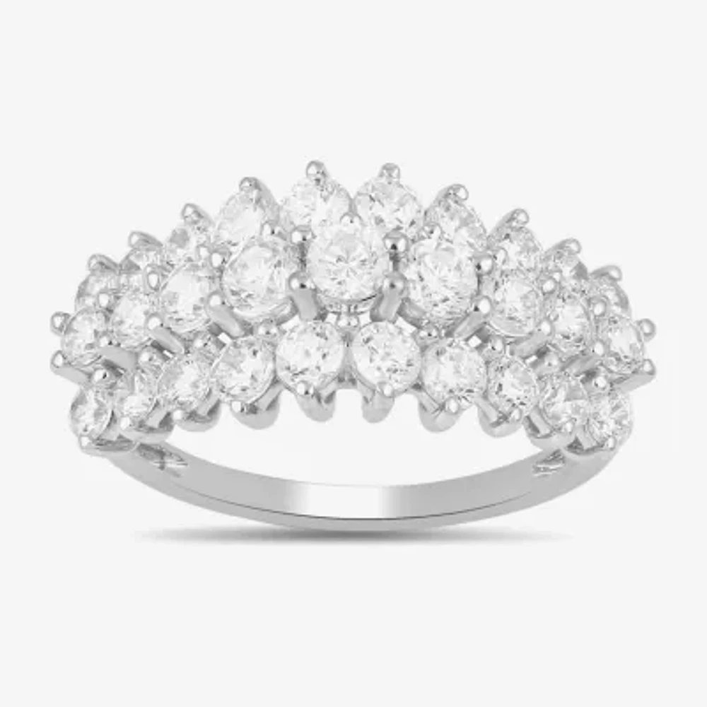 Womens 2 CT. T.W. Lab Grown White Diamond 10K Gold Cluster Band