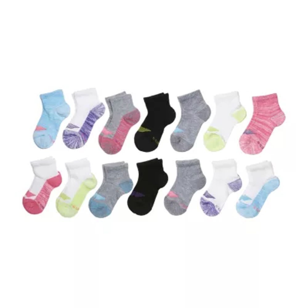 Hanes Ultimate Little & Big Kid Girls 14 Pair Quarter Ankle Socks