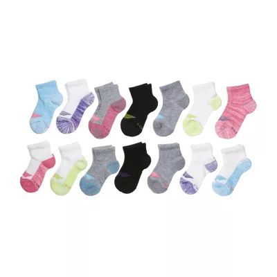 Hanes Ultimate 14 Pair Quarter Ankle Socks Girls