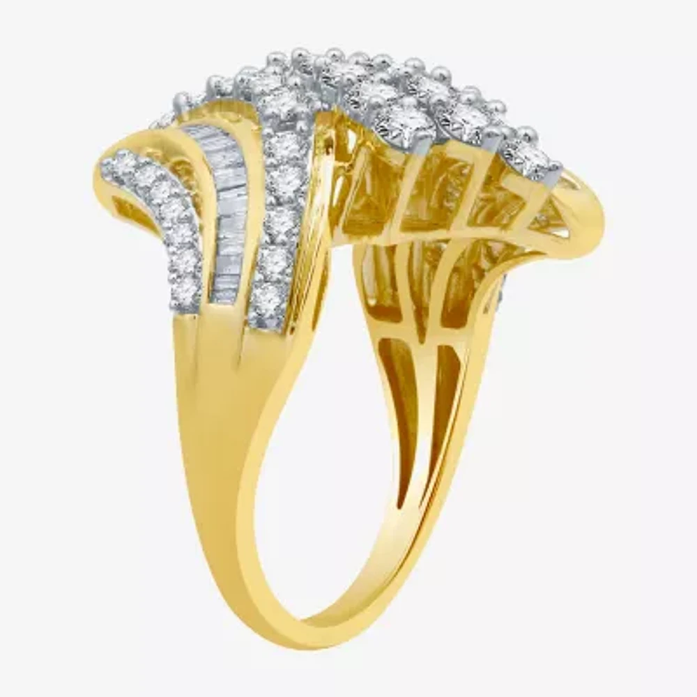 Womens / CT. T.W. Natural White Diamond 10K Gold Cluster Cocktail Ring