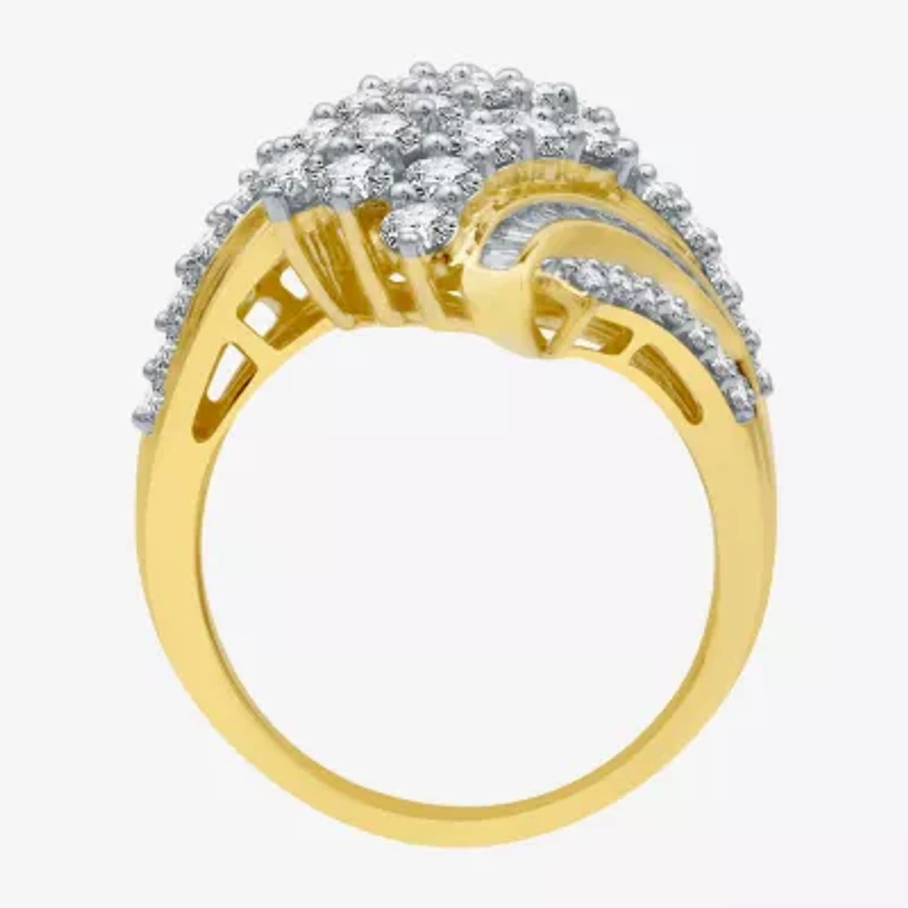 Womens / CT. T.W. Natural White Diamond 10K Gold Cluster Cocktail Ring