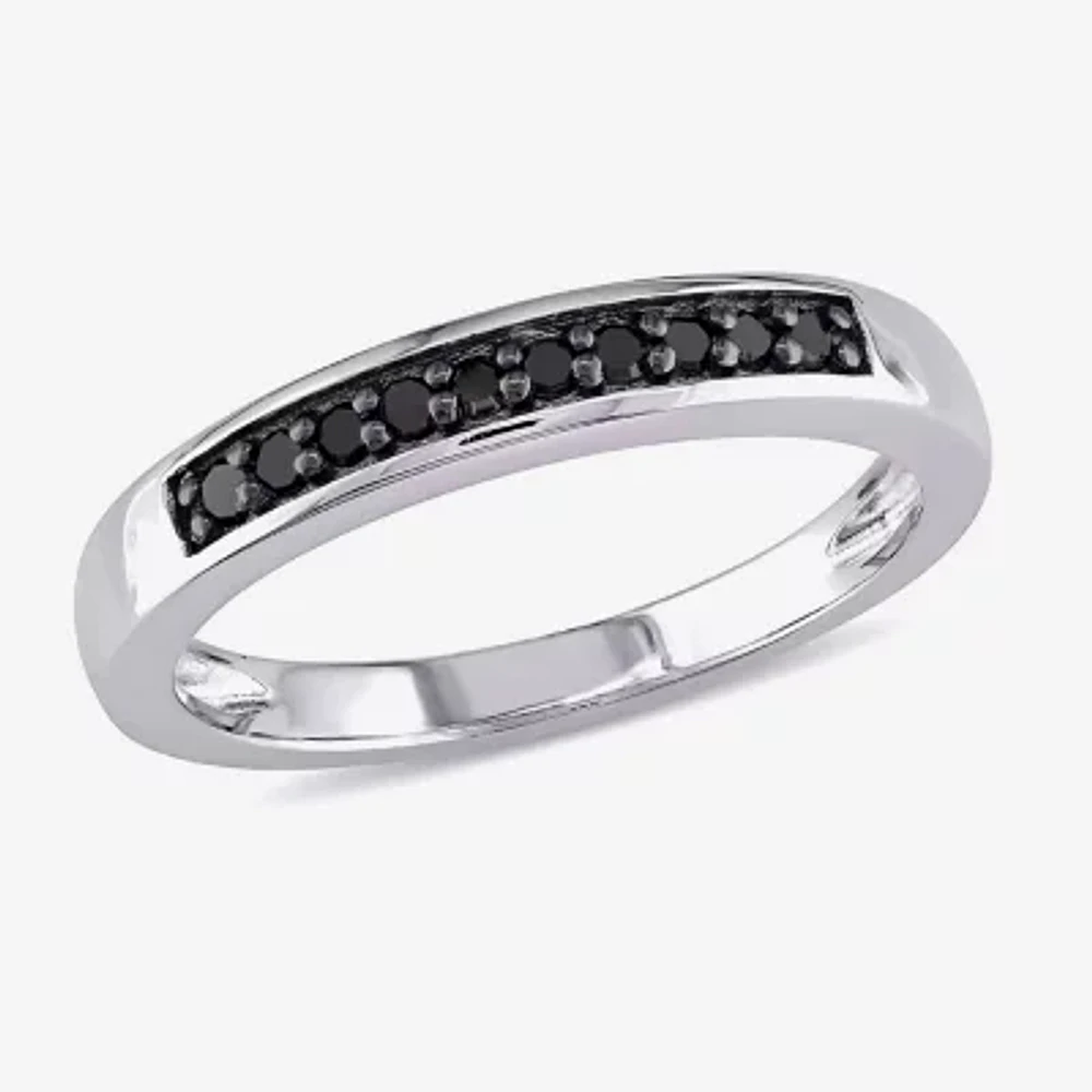 Midnight Black Womens 2MM 1/10 CT. T.W. Natural Diamond Sterling Silver Wedding Band