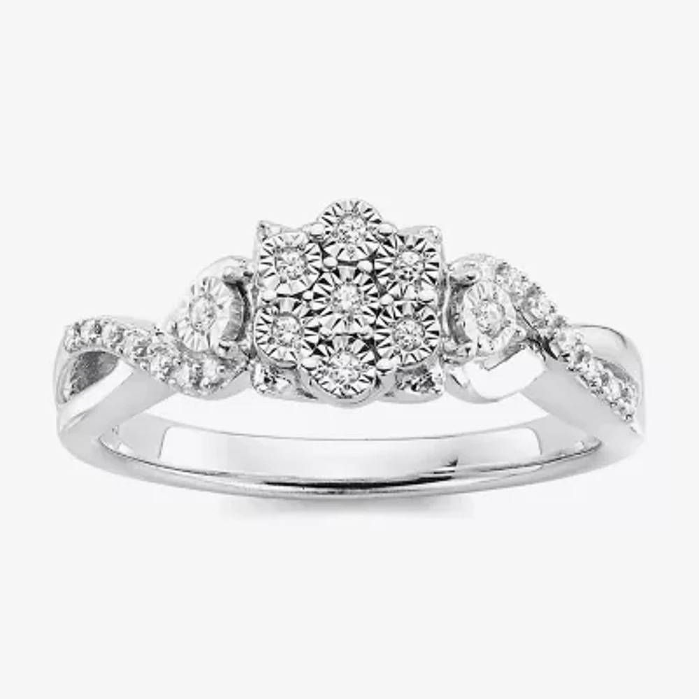 Diamond Blossom 1/10 CT.T.W. Natural Sterling SIlver Ring