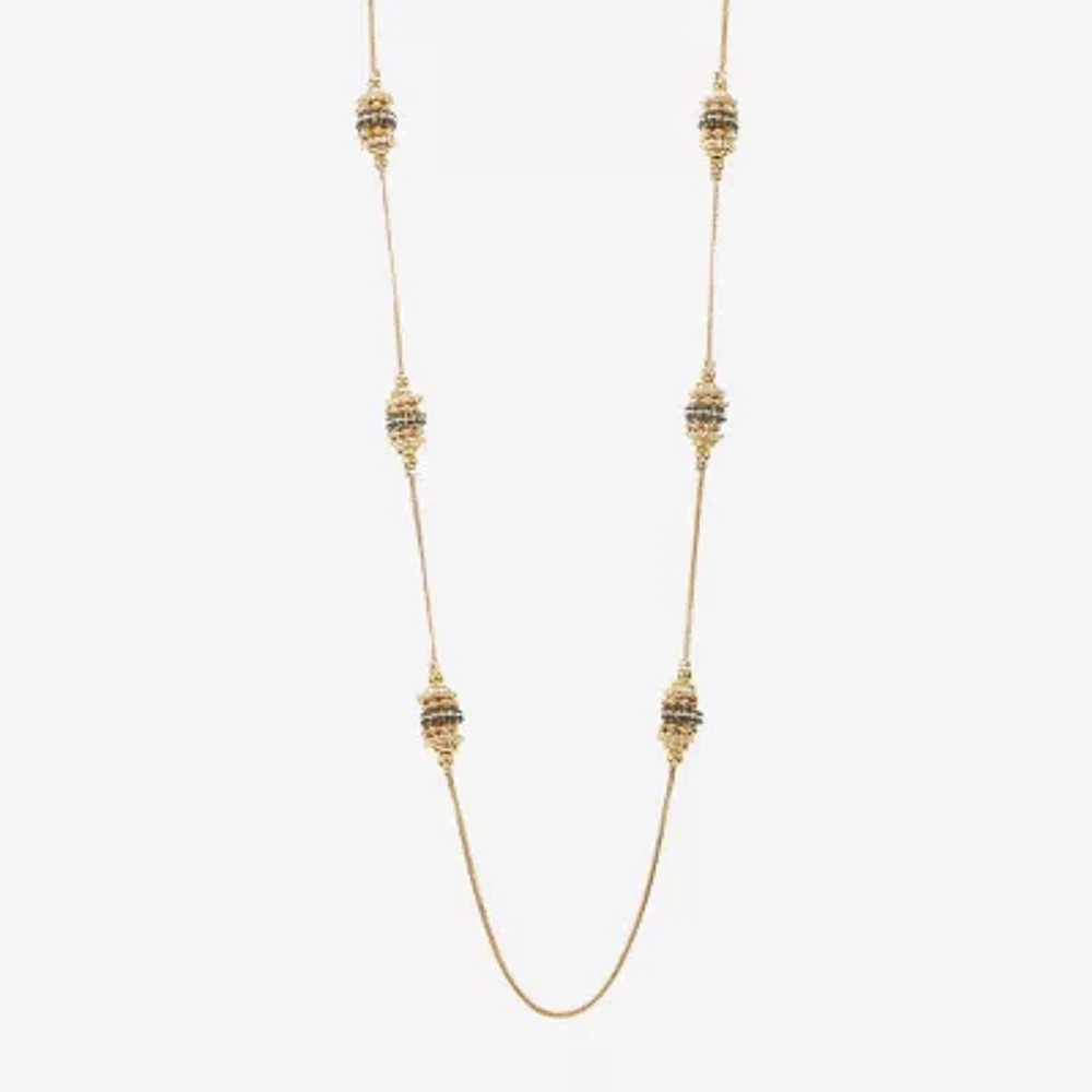 Liz Claiborne Long Womens Black Glass 32 Inch Strand Necklace