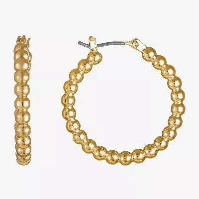 Liz Claiborne Textured Womens 26mm Hypoallergenic Hoop Earrings