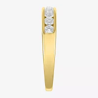 Yes, Please! Womens Lab Created White Sapphire 14K Gold Over Silver Round Band