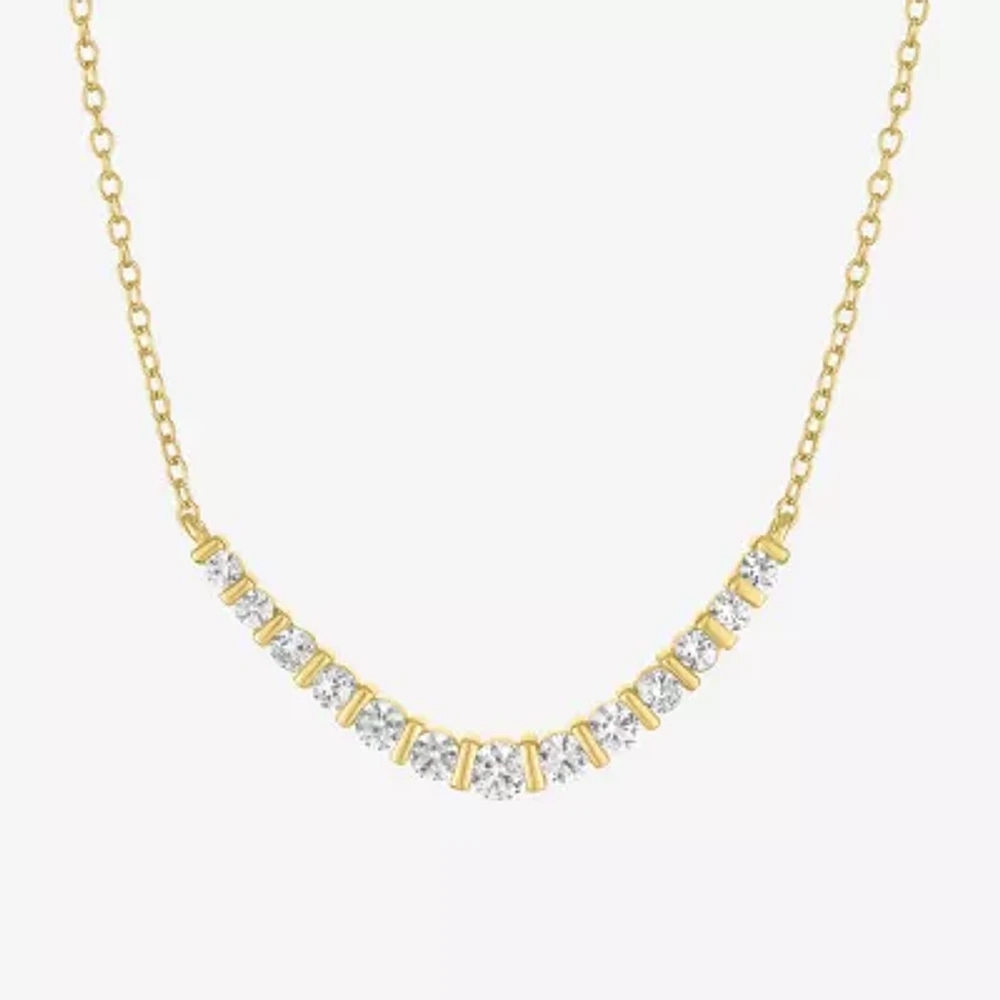 Yes Womens White Sapphire 14K Gold Over Silver 18 Inch Chevron Necklace