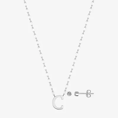 Sparkle Allure Pendant Necklace & Stud Earring Womens Pure Silver Over Brass 2-pc. Jewelry Set