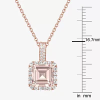 Yes, Please! Womens Lab Created Champagne Sapphire 14K Rose Gold Over Silver 18 Inch Pendant Necklace
