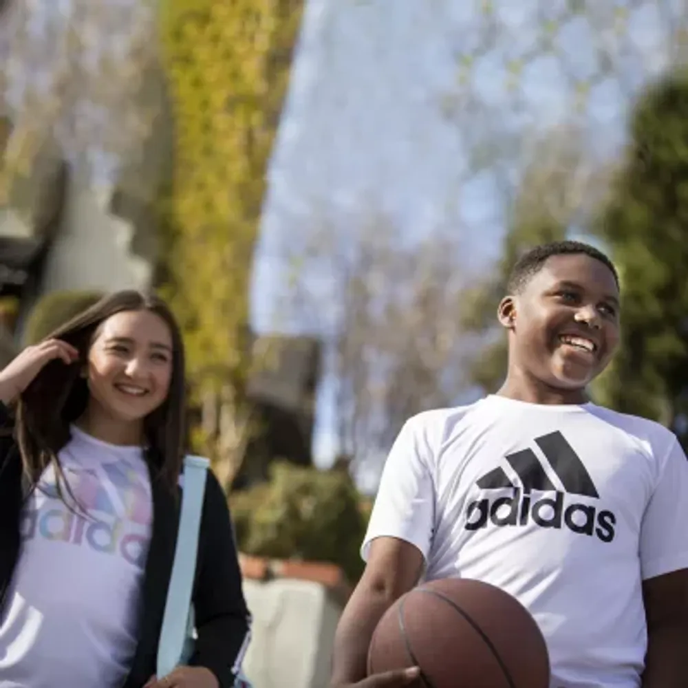 adidas Big Kid Girls Round Neck Short Sleeve Classic Fit Graphic T-Shirt