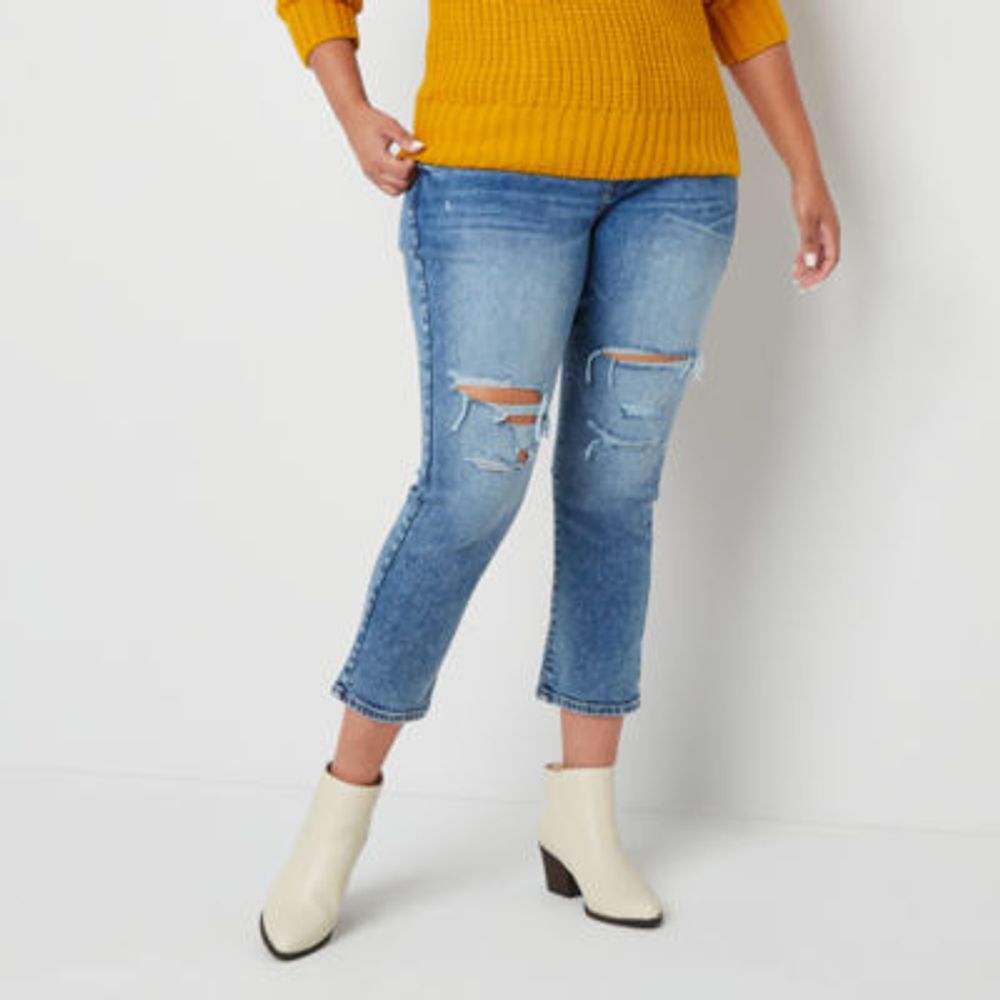 a.n.a Plus Womens High Rise Straight Leg Jean