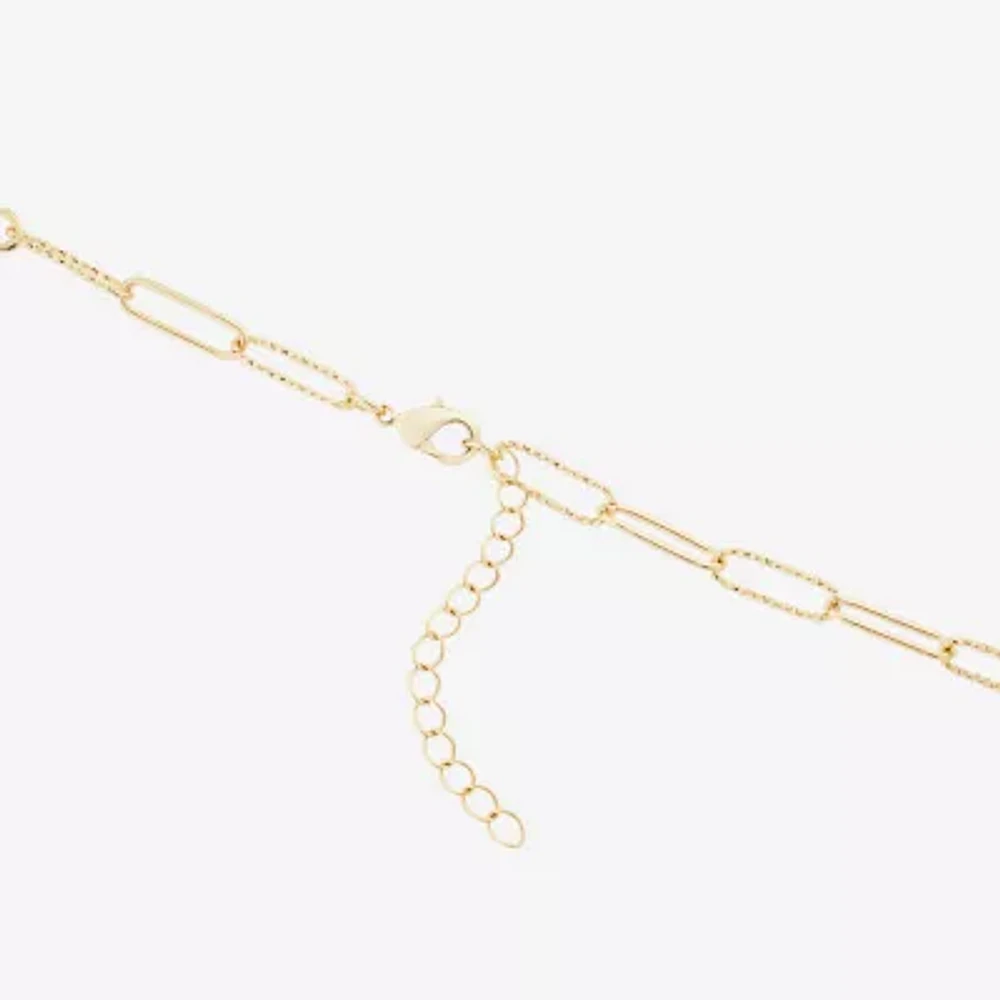 Silver Reflections Textured Womens 14K Gold Over Brass 16 Inch Paperclip Chain Necklace