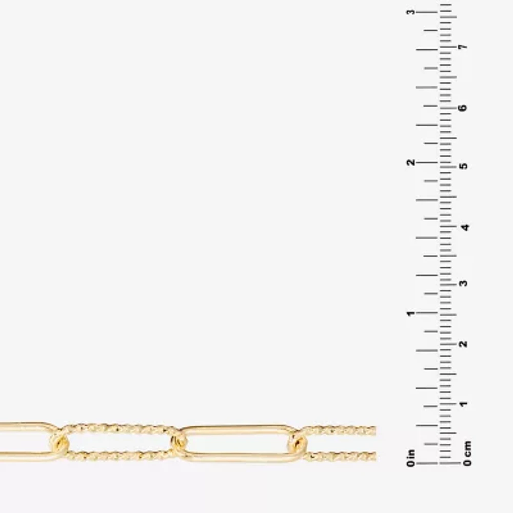 Silver Reflections Textured Womens 14K Gold Over Brass 16 Inch Paperclip Chain Necklace
