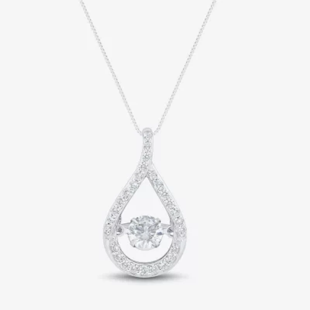 (H-I / Si1-Si2) Womens 1/2 CT. T.W. Lab Grown White Diamond 10K White Gold Pear 18 Inch Pendant Necklace