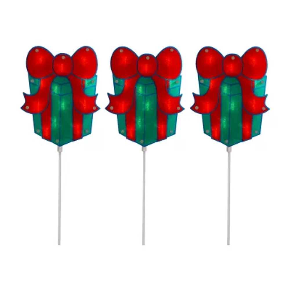 Northlight Prelit Gift Box Pathway Markers Christmas Yard Art