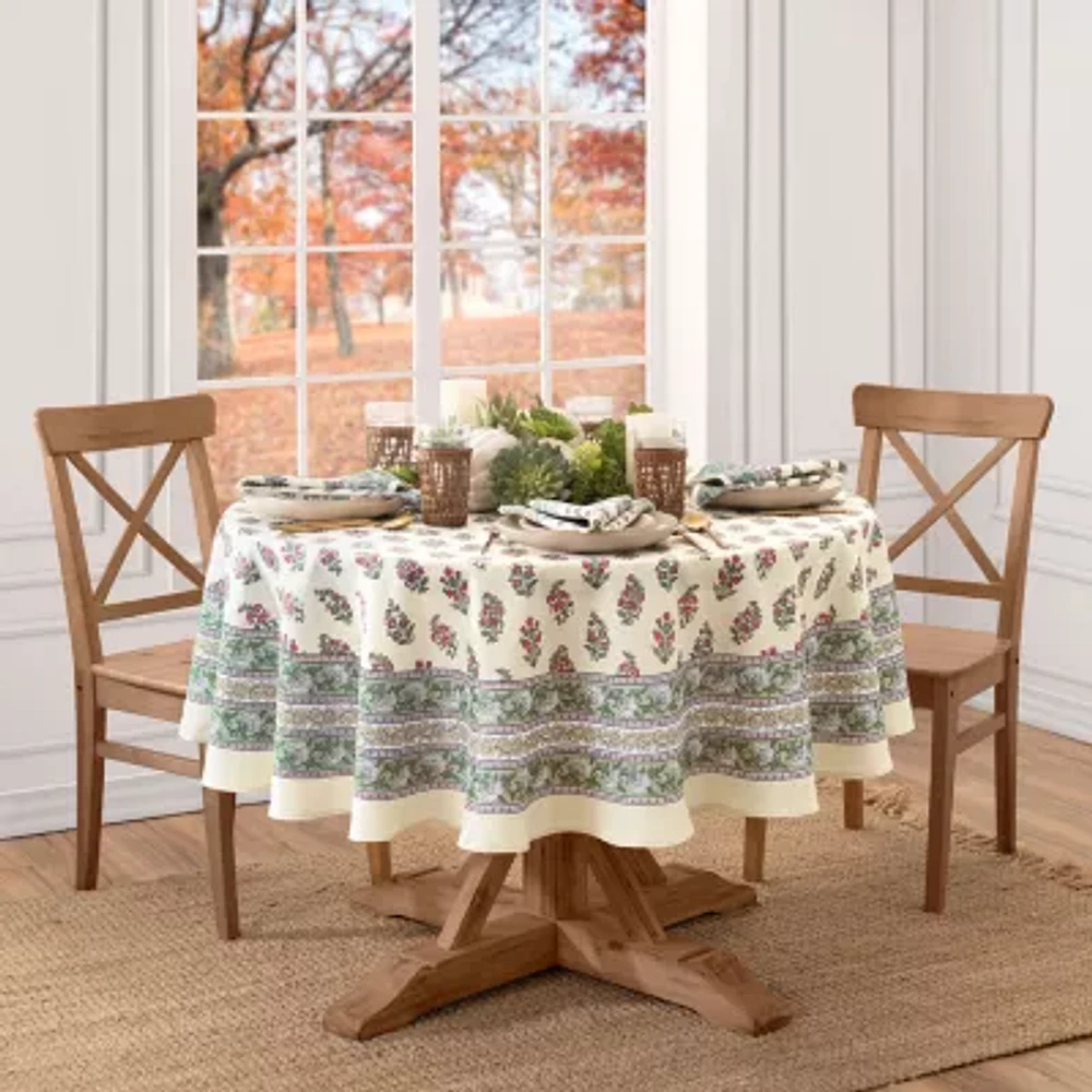 Elrene Home Fashions Nomad Harvest Block Print Round/Oval Tablecloth