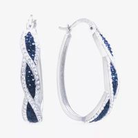 Sparkle Allure Womens Blue Crystal 35mm Oval Hoop Earrings