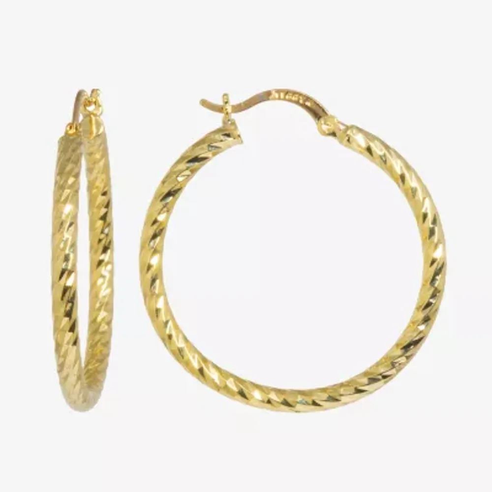 Silver Reflections Womens 24K Gold Over Brass 40mm Round Hoop Earrings