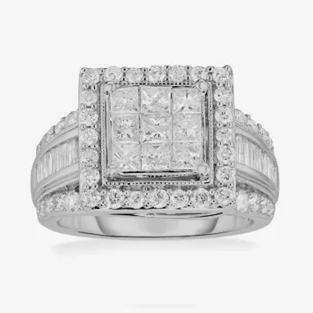 2 CT.T.W. Natural Diamond Side Stone Halo Engagement Ring 10K or 14K Gold