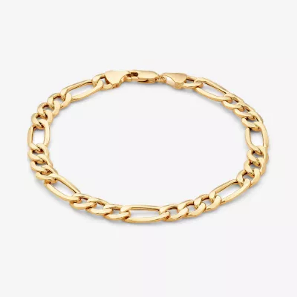 Made in Italy Mens 10K Gold 8 1/2 Inch Figaro Chain Bracelet