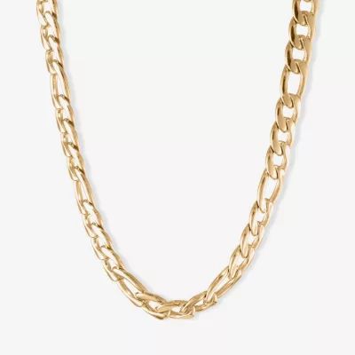 Mens Stainless Steel & Gold-Tone IP 22" 11mm Figaro Chain