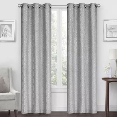 Regal Home Geo Cube Jacquard Grommet Top Light-Filtering Set of 2 Curtain Panel