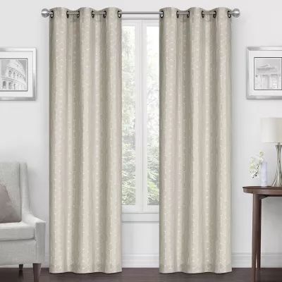 Regal Home Geo Cube Jacquard Grommet Top Light-Filtering Set of 2 Curtain Panel