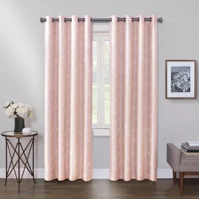 Max Blackout Mystique Grommet Top Embroidered 100% Single Curtain Panel