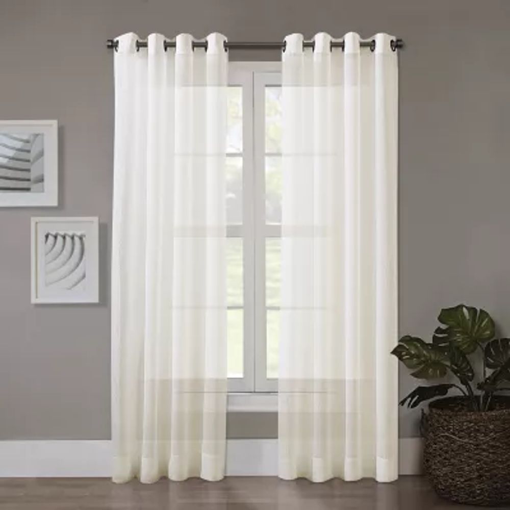Regal Home Crushed Voile Solid Grommet Top Sheer Single Curtain Panel