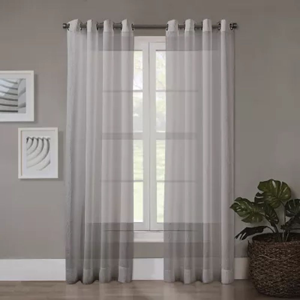 Regal Home Crushed Voile Solid Grommet Top Sheer Single Curtain Panel
