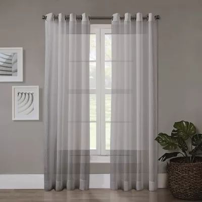 Regal Home Crushed Voile Solid Grommet Top Sheer Single Curtain Panel