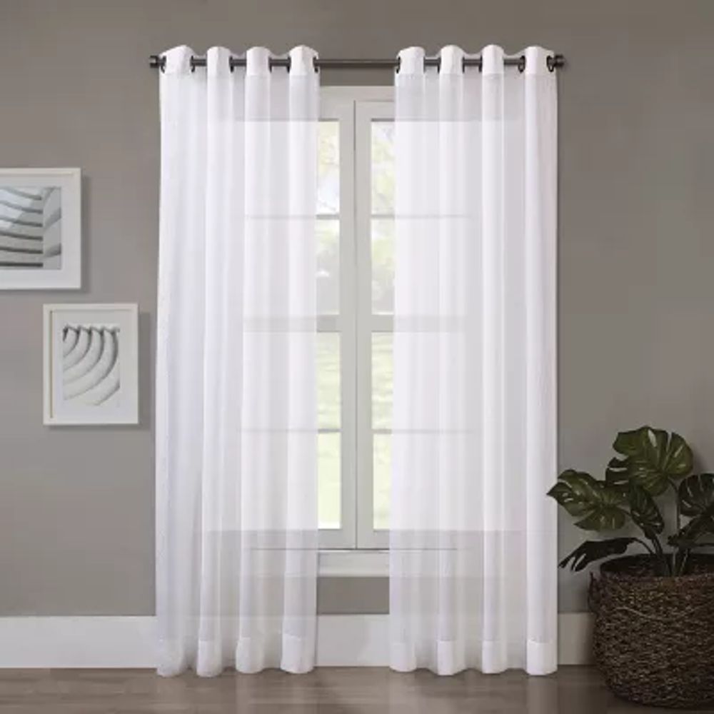 Regal Home Crushed Voile Solid Grommet Top Sheer Single Curtain Panel