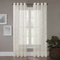 Regal Home Crushed Voile Leaves Print Grommet Top Sheer Single Curtain Panel