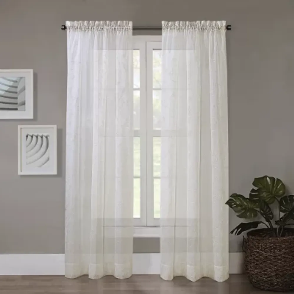Regal Home Embroidered Voile Rod Pocket Sheer Single Curtain Panel