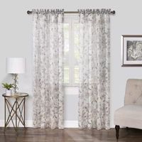 Regal Home Floral Printed Voile Rod Pocket Sheer Single Curtain Panel