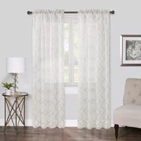 Regal Home Fret Printed Voile Rod Pocket Sheer Single Curtain Panel