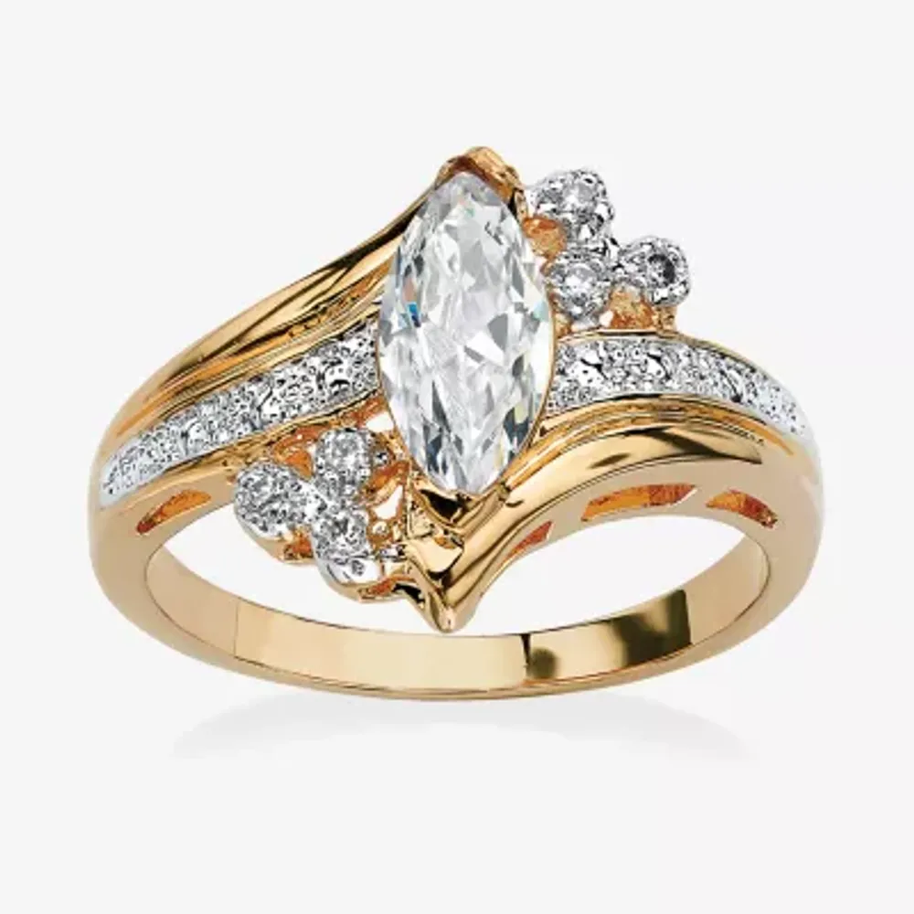 Womens 1 1/10 CT. T.W. Cubic Zirconia 14K Gold Over Brass Engagement Ring