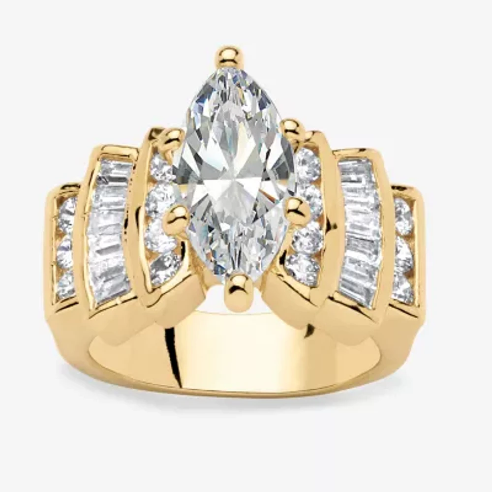 Womens 3 3/4 CT. T.W. Cubic Zirconia 14K Gold Over Brass Engagement Ring