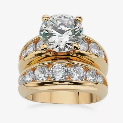 Womens Cubic Zirconia 14K Gold Over Brass Bridal Set