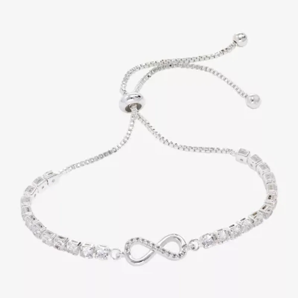 Sparkle Allure Womens Cubic Zirconia Pure Silver Over Brass Infinity 6 3/4 Inch Tennis Bracelet