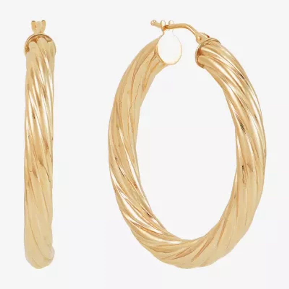 Made in Italy Womens 14K Gold 35mm Round Hoop Earrings